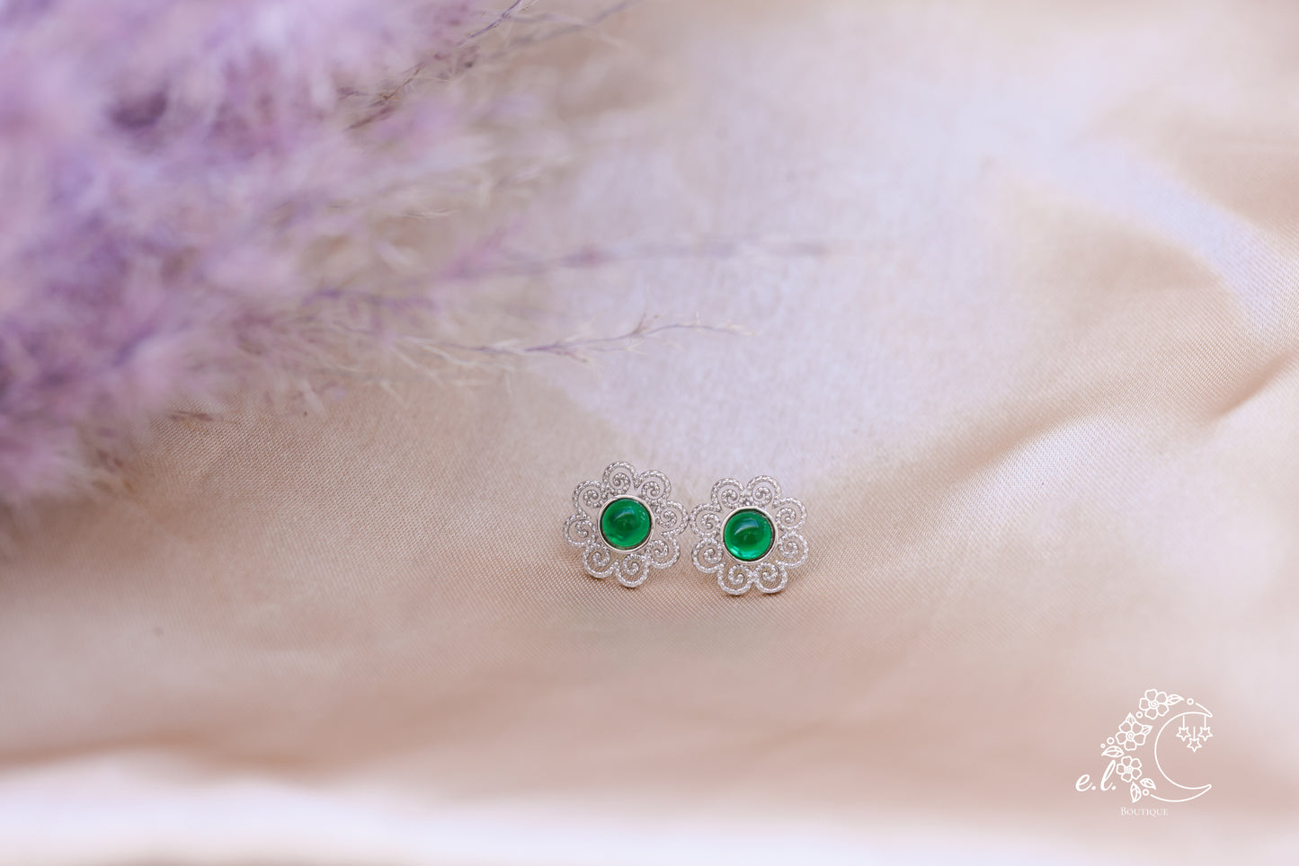 925 Sterling Silver Jade Elephant Studs