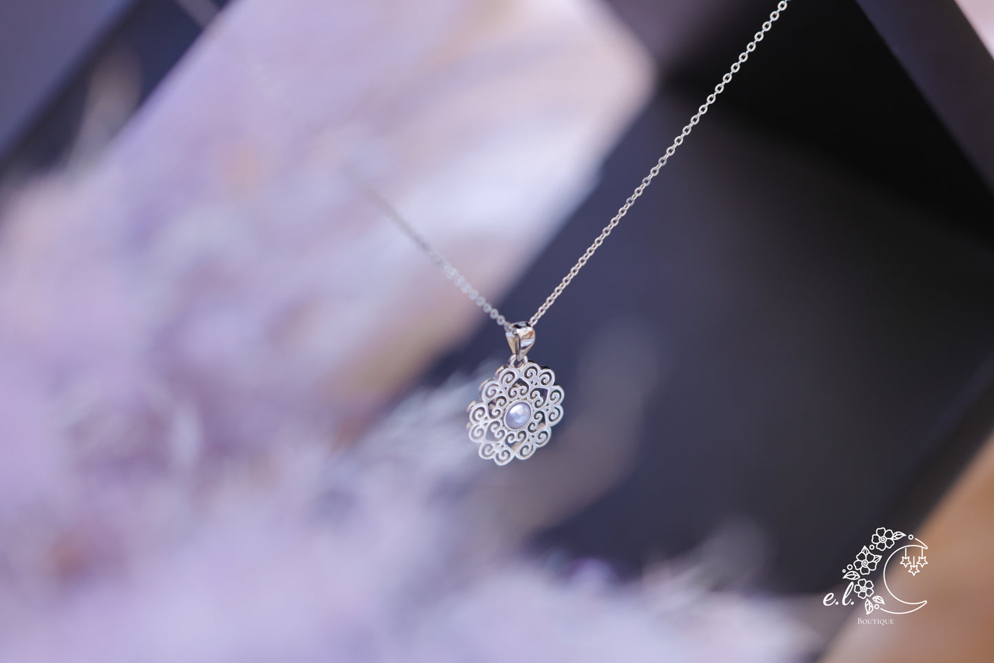 925 Sterling Silver Mandala Pearl Necklace