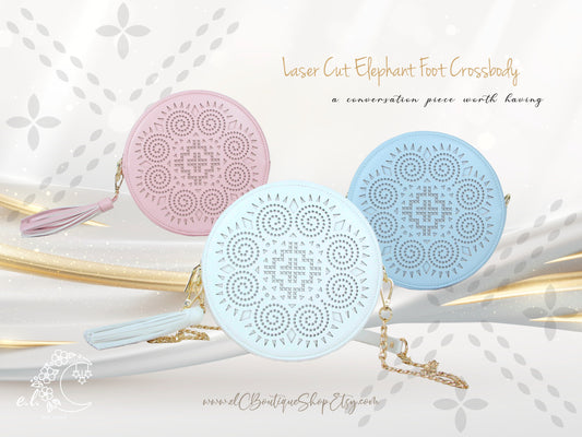 Laser Cut Elephant Foot Round Crossbody