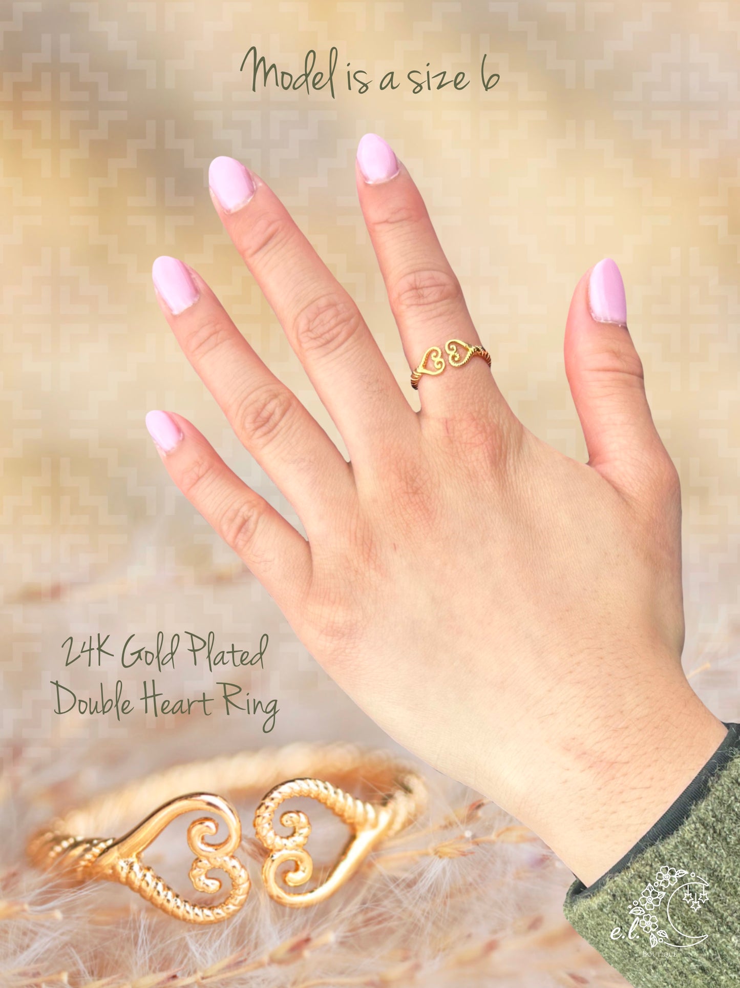 24k Gold Double Heart Ring