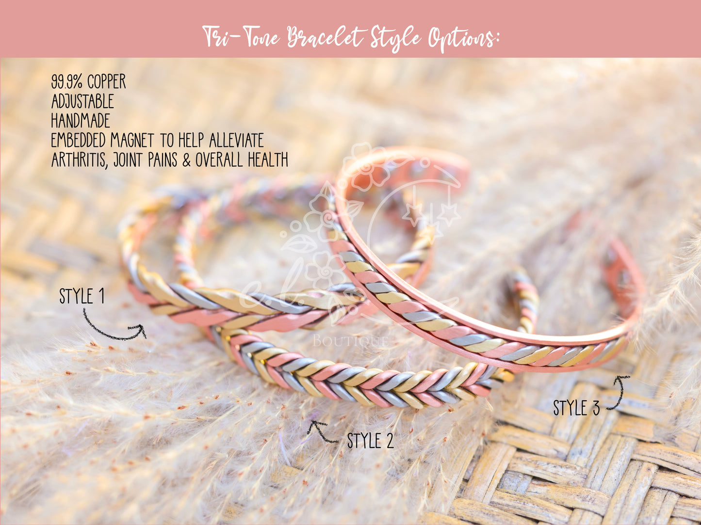 Tri Color Copper Bracelet