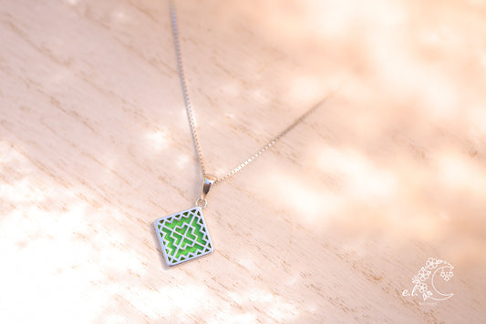 925 Sterling Silver Jade House Necklace