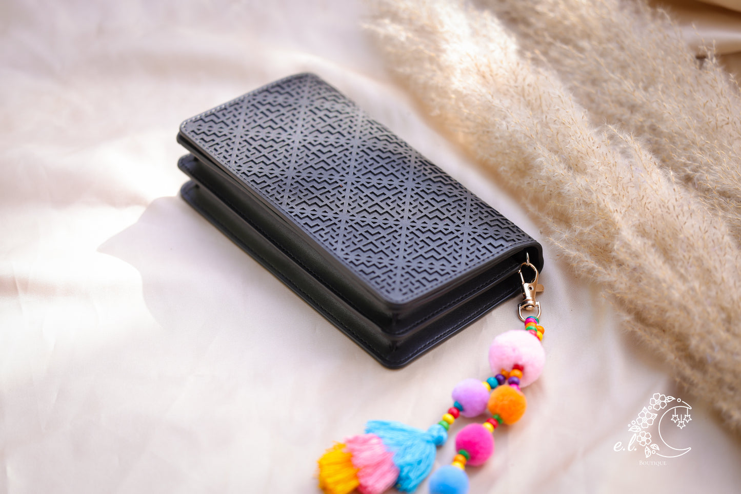 Black Pu Leather House Crossbody & Clutch