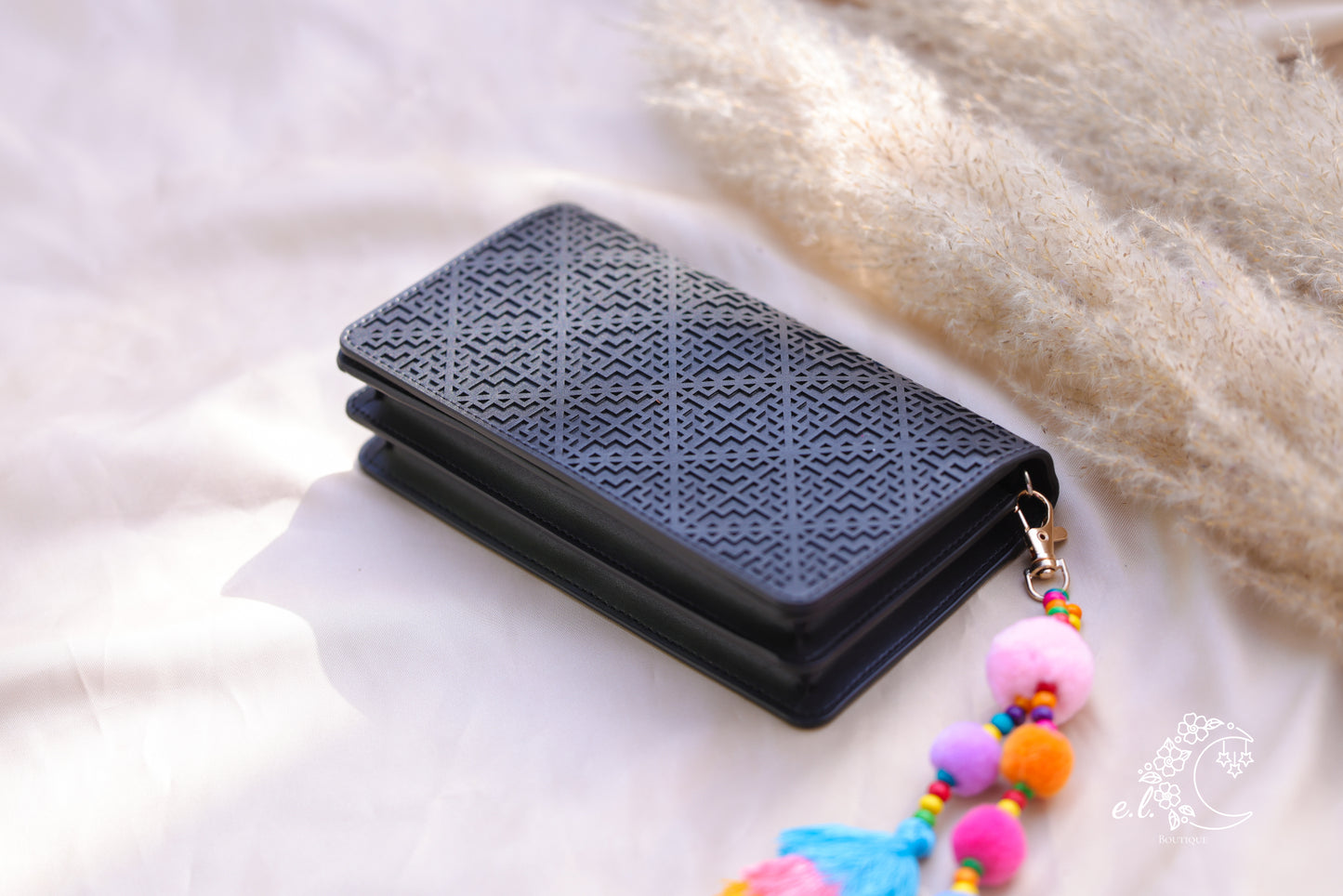 Black Pu Leather House Crossbody & Clutch