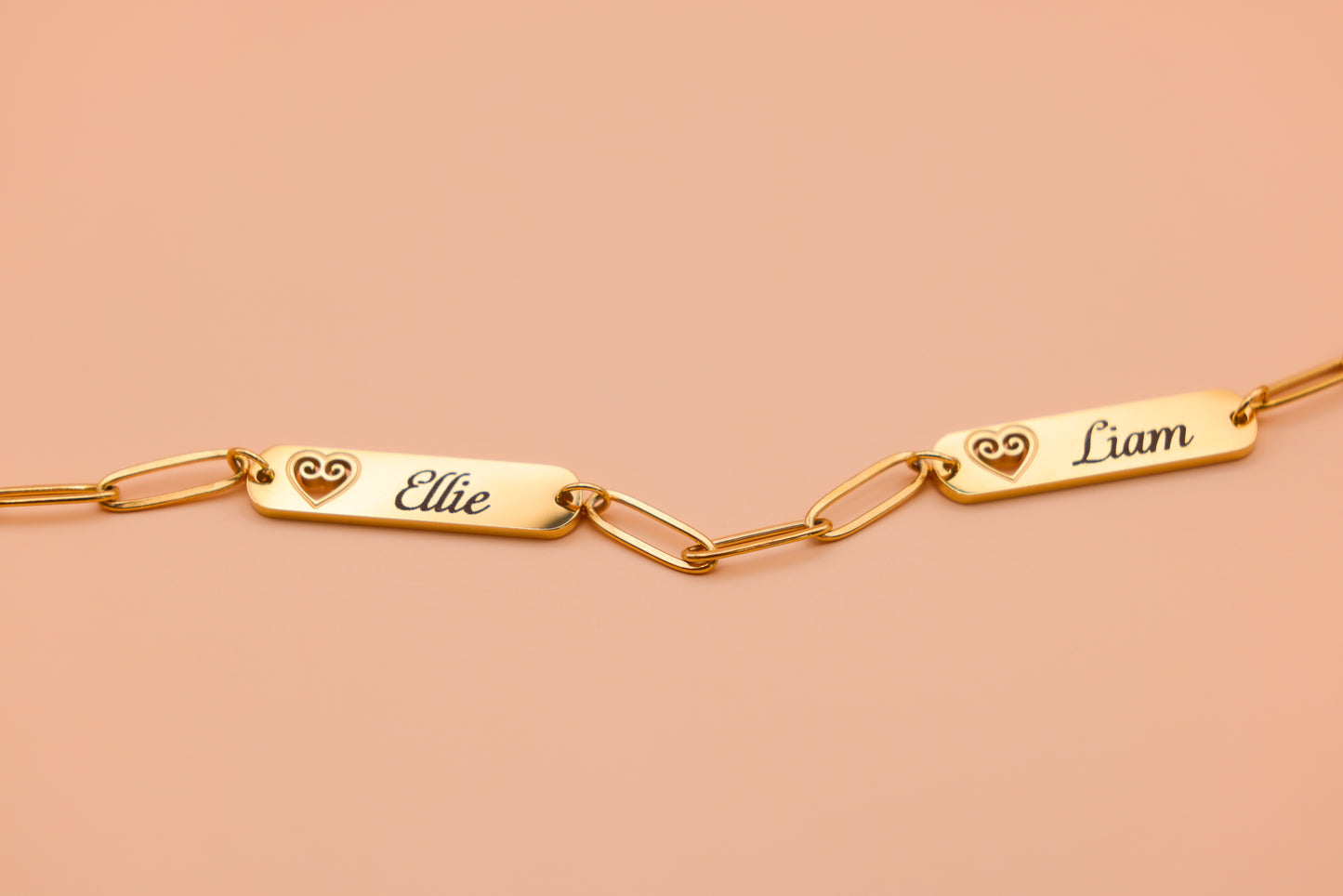18K Gold Plated Stainless Steel Paperclip Multi-Name Personalized Hmong Heart Necklace