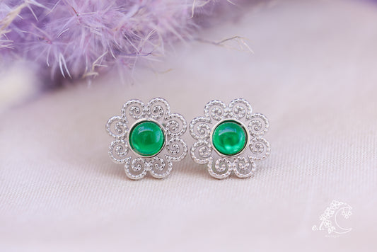 925 Sterling Silver Jade Elephant Studs