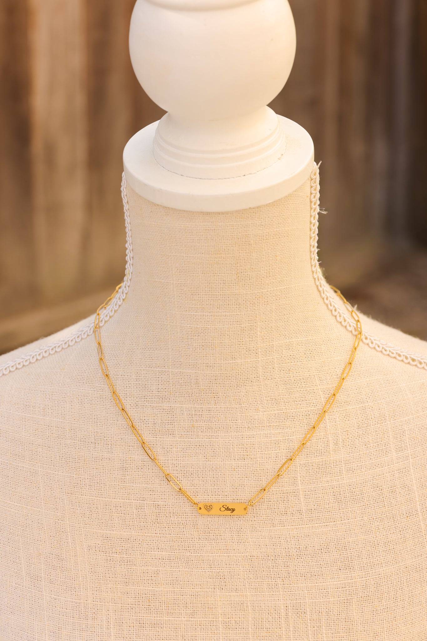 18K Gold Plated Stainless Steel Paperclip Multi-Name Personalized Hmong Heart Necklace