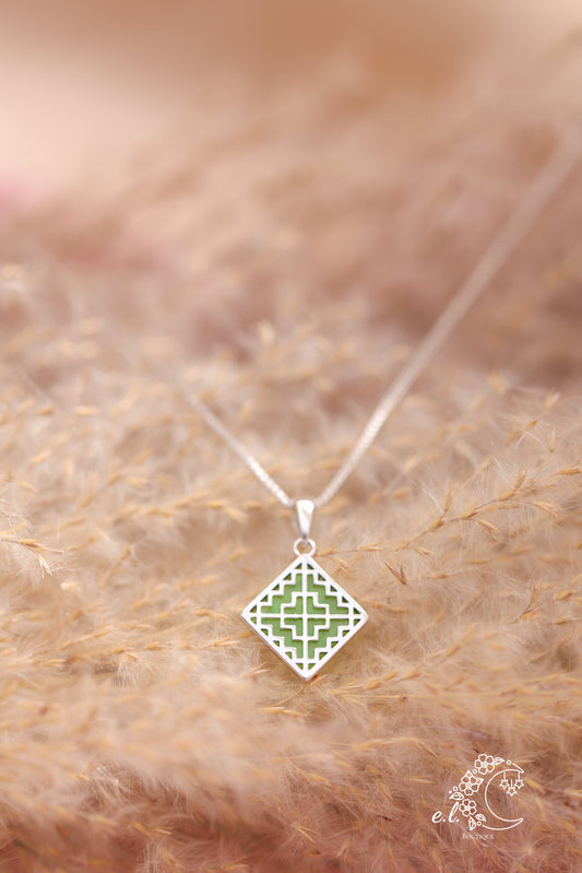 925 Sterling Silver Jade House Necklace